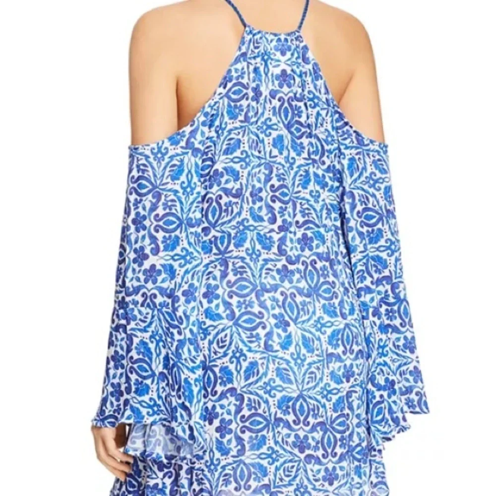 Nanette Lepore Talavera Tunic  Blue and White Women's Swim Cover-Up